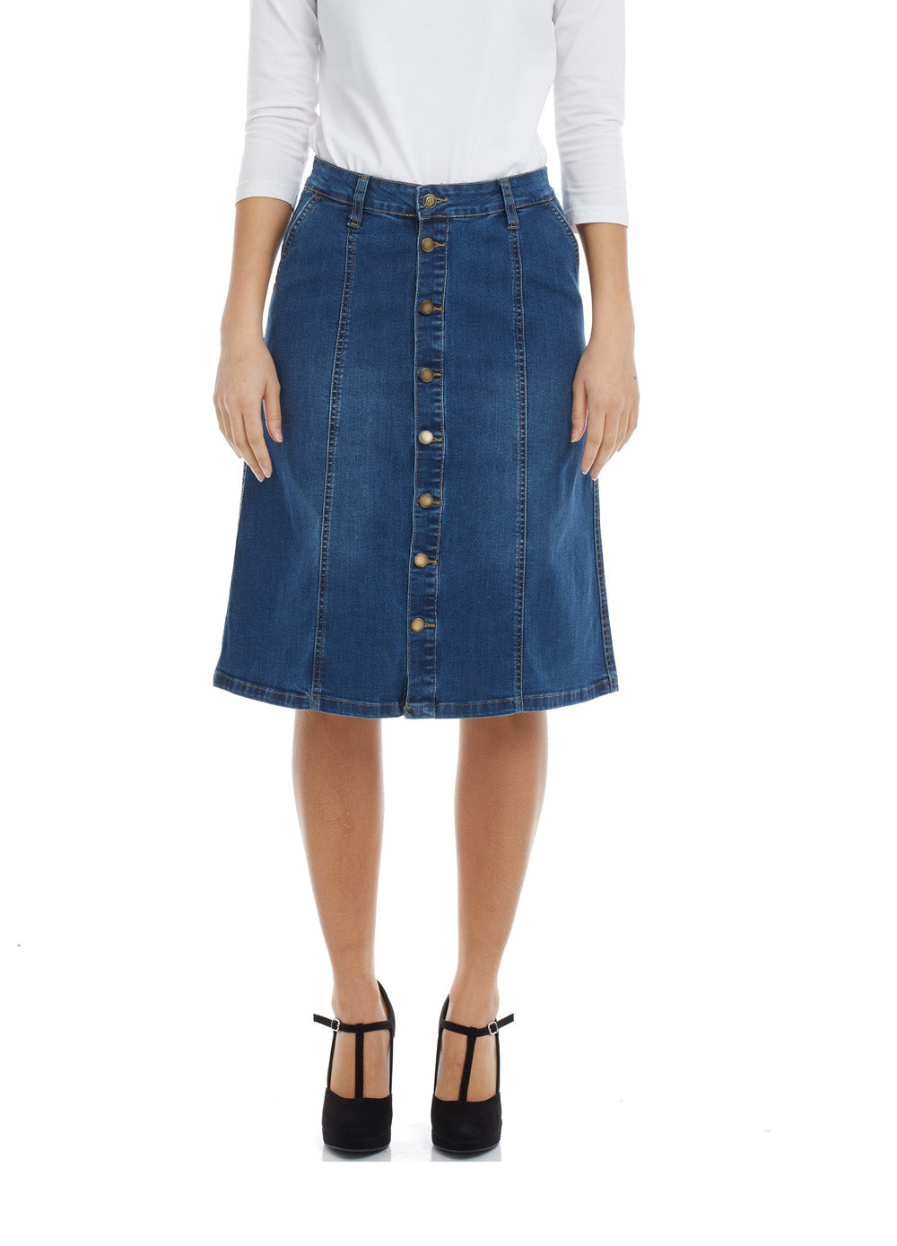 Button Front Flare Denim Skirt | Inherit Clothing Company – Inherit Co.